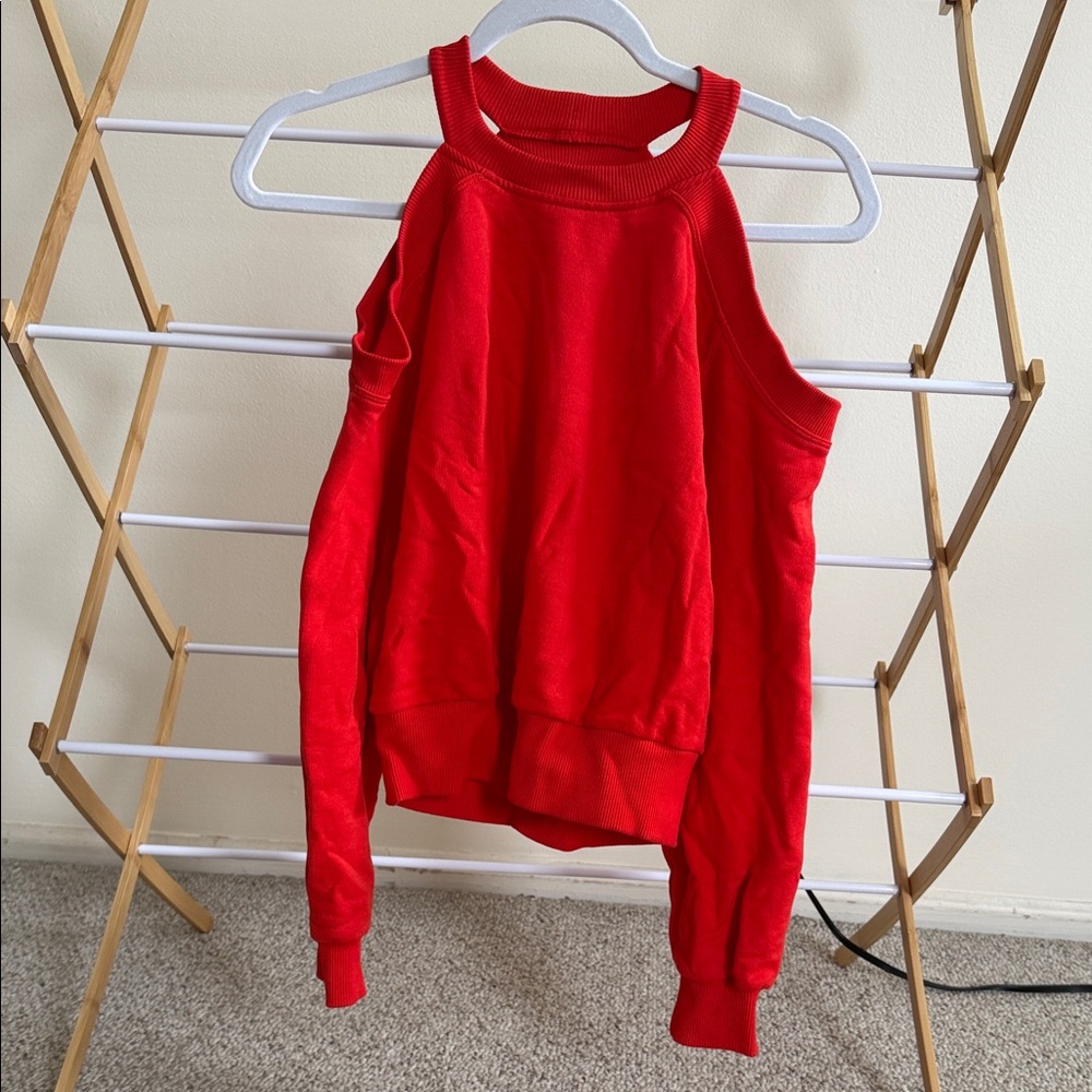 Zara Red Cold Shoulder Sweatshirt